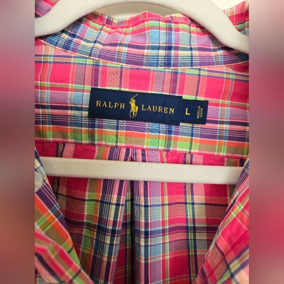 Ralph Lauren Men's Pink Plaid Button Up Shirt, Spring, Easter | size L - Picture 2 of 5